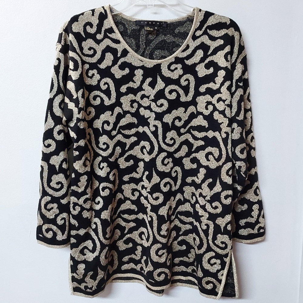 🌟 Beautiful Tesori fancy shimmer swirl sweater women's M/L junior's L/XL